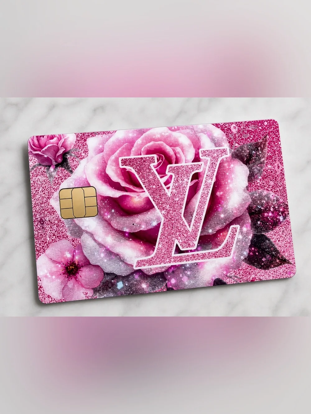 Pink Floral wrap for card - Designer Credit Card